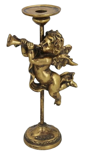 Candle Holder - Vintage Gold Cherub - Gisela Graham